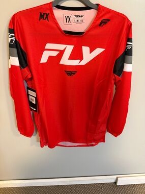 Fly Racing Kinetic Youth XL MX Jersey Red/Black NWT Motocross Dirt Bike